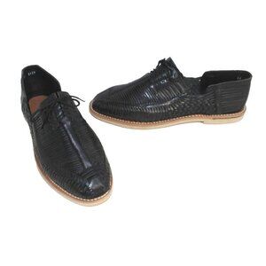 LUCILO black leather huaraches lace up loafers women's size 10 NEW, NO TAGS